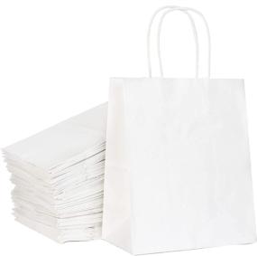 img 4 attached to 🎁 Bulk Pack of 90 White Kraft Paper Gift Bags with Handles - Perfect for Christmas Parties, Holiday Gift Favors, Xmas Supplies for Baby Showers, Birthdays, Restaurant Takeout, Shopping Retail - Size: 8x4.75x10