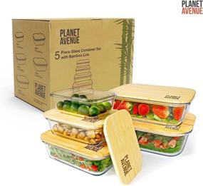 img 1 attached to PLANET AVENUE Glass Food Storage Containers with Bamboo Lids - Eco-Friendly Meal Prep, 5-Pack, Freezer Microwave Dishwasher Oven Safe