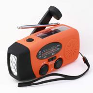 [upgrade] tiemahun emergency solar hand crank dynamo noaa wb am/fm radio hurricane camping survive kit with 3-led flashlight 1000mah power bank 088fs (orange) logo
