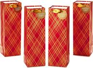 🎁 hallmark holiday bottle gift bag bundle (pack of 4, red and gold): perfect for thanksgiving, christmas, friendsmas, hostess gifts, parties, and more! logo