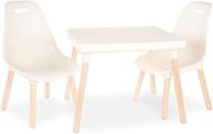 🪑 b. toys by battat spaces by battat – kids furniture set – craft table & 2 chairs with natural wooden legs: ivory logo