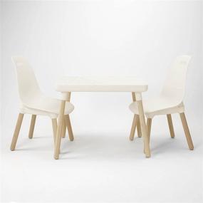 img 3 attached to 🪑 B. Toys by Battat Spaces by Battat – Kids Furniture Set – Craft Table & 2 Chairs with Natural Wooden Legs: Ivory