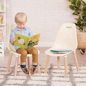 img 1 attached to 🪑 B. Toys by Battat Spaces by Battat – Kids Furniture Set – Craft Table & 2 Chairs with Natural Wooden Legs: Ivory