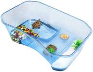 terrapin lake reptile aquarium tank with platform and plants - ideal reptile habitat for turtles (blue, accessories excluded) логотип