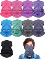kids summer neck gaiter with sun protection, face cover tube bandana, breathable balaclava scarf with ear loops - classic colors logo