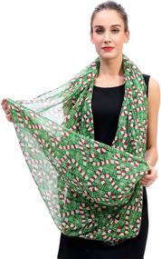 img 1 attached to Lina & Lily Lightweight Candy Cane Print Infinity Loop Women's Scarf - Christmas Gift