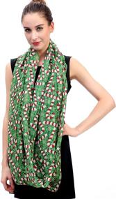 img 2 attached to Lina & Lily Lightweight Candy Cane Print Infinity Loop Women's Scarf - Christmas Gift