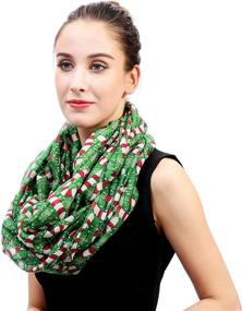 img 3 attached to Lina & Lily Lightweight Candy Cane Print Infinity Loop Women's Scarf - Christmas Gift