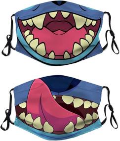 img 4 attached to 🎭 Unisex Anime Cartoon Cloth Face Mask Set - 2Pcs Adjustable Reusable Balaclava with 4 Filters for Adults