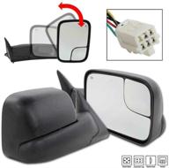 🔌 power heated towing mirrors replacement for 1998-2001 dodge ram 1500 & 1998-2002 dodge ram 2500 3500 truck - flip up, telescoping & folding side mirrors with brackets logo