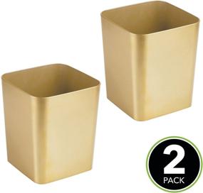 img 3 attached to 🗑️ mDesign Square Shatter-Resistant Plastic Small Trash Can Wastebasket - 2 Pack in Soft Brass Finish for Bathrooms, Powder Rooms, Kitchens, Home Offices