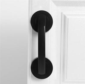 img 2 attached to 🔳 Large Black Suction Cup Glass Mirror Door Handle for Refrigerator, Drawer, and Bathroom Wall Hanging - Powerful Suction Cup Handrail for Bathtub, Shower, Kitchen Drawer, and Cabinet