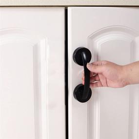 img 4 attached to 🔳 Large Black Suction Cup Glass Mirror Door Handle for Refrigerator, Drawer, and Bathroom Wall Hanging - Powerful Suction Cup Handrail for Bathtub, Shower, Kitchen Drawer, and Cabinet