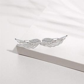 img 3 attached to 👂 Ear Crawler, Mariafashion Sterling Silver Cuff Earrings - Hypoallergenic Ear Climber Studs with Diamond Zircon Angel Wings Design