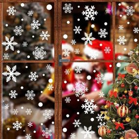 img 4 attached to 306-Piece Snowflake Window Clings Christmas Decorations - White Snowflake Window Decals Stickers for Glass Windows, Office Christmas Party Supplies