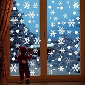 img 3 attached to 306-Piece Snowflake Window Clings Christmas Decorations - White Snowflake Window Decals Stickers for Glass Windows, Office Christmas Party Supplies