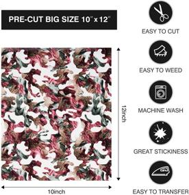 img 3 attached to 👕 Camo HTV Heat Transfer Vinyl Bundle 12″x10″,10 Pack - Iron on Vinyl Sheets for Heat Press Machine - Printable Leopard Heat Transfer Vinyl - Ideal for T Shirts, Hats, Canvas Bags