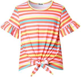 img 4 attached to 🌈 Rainbow Girls' Clothing: Sleeve Summer Cotton T Shirts, Tops, Tees & Blouses