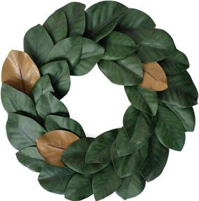 img 4 attached to 🌿 17-Inch Idyllic Flora Wreath: Artificial Magnolia Leaf Grapevine for Wedding Wall Decoration in Green