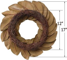 img 3 attached to 🌿 17-Inch Idyllic Flora Wreath: Artificial Magnolia Leaf Grapevine for Wedding Wall Decoration in Green