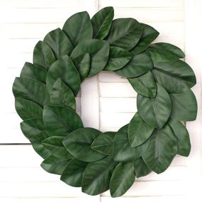 img 2 attached to 🌿 17-Inch Idyllic Flora Wreath: Artificial Magnolia Leaf Grapevine for Wedding Wall Decoration in Green