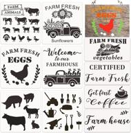 🎨 yeajon farmhouse stencils set of 10 - reusable art crafts stencil for wood painting, wall decor, fabric, signs, home decor, pillows, diy art scrapbook projects logo