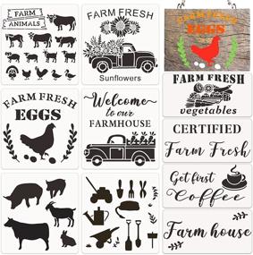 img 4 attached to 🎨 YEAJON Farmhouse Stencils Set of 10 - Reusable Art Crafts Stencil for Wood Painting, Wall Decor, Fabric, Signs, Home Decor, Pillows, DIY Art Scrapbook Projects