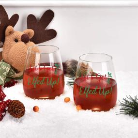 img 3 attached to 🍷 Elfed Up Christmas Wine Glass, 15 Oz Funny Stemless Wine Glasses for Women and Men, Ideal Gift for Christmas, Weddings, and Parties - Set of 2