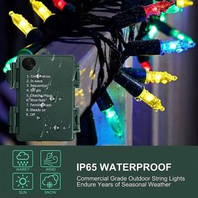 img 3 attached to 🔋 Waterproof Battery Operated String Lights, 2 Pack with 50 LED Christmas Lights Set - 8 Modes for Outdoor Indoor Christmas Tree Wreath Wedding Patio Party Garden Decor in Multi-Colored