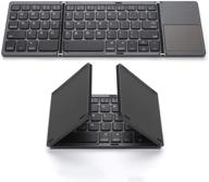 compact foldable bluetooth keyboard with touchpad - gimibox portable mini bt wireless keyboard for android, windows, pc, tablet - rechargeable li-ion battery - dark gray logo