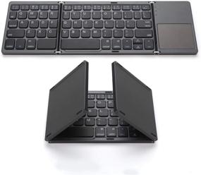 img 4 attached to Compact Foldable Bluetooth Keyboard with Touchpad - Gimibox Portable Mini BT Wireless Keyboard for Android, Windows, PC, Tablet - Rechargeable Li-ion Battery - Dark Gray