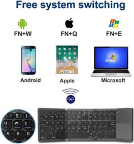 img 1 attached to Compact Foldable Bluetooth Keyboard with Touchpad - Gimibox Portable Mini BT Wireless Keyboard for Android, Windows, PC, Tablet - Rechargeable Li-ion Battery - Dark Gray