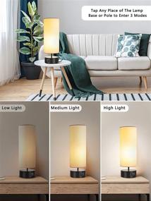 img 1 attached to 🪔 Dimmable 3-Way Touch Lamp with 2 USB Charging Ports, AC Outlet, and Fabric Shade for Bedroom, Living Room - Includes Daylight LED Bulb