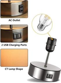 img 2 attached to 🪔 Dimmable 3-Way Touch Lamp with 2 USB Charging Ports, AC Outlet, and Fabric Shade for Bedroom, Living Room - Includes Daylight LED Bulb