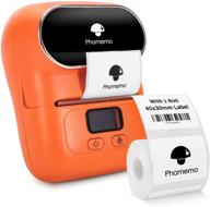 📱 phomemo m110s mini label maker - bluetooth thermal barcode printer for clothing, jewelry, retail, mailing, business - android & ios compatible - orange logo