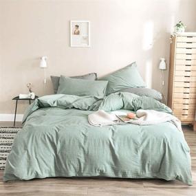 img 2 attached to 🌿 Luxurious AMWAN Solid Green Duvet Cover Set: Full/Queen Cotton Bedding with Soft, Modern Style – Hotel Comfort for a Fresh, Refreshing Sleep Experience