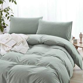 img 3 attached to 🌿 Luxurious AMWAN Solid Green Duvet Cover Set: Full/Queen Cotton Bedding with Soft, Modern Style – Hotel Comfort for a Fresh, Refreshing Sleep Experience