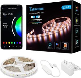 img 4 attached to Tatazone 32.8FT WiFi Smart RGBWW LED Strip Lights - Color Changing with Alexa and Google, Music Sync, Ideal for Mirror, Bedroom, Kitchen, Ceiling, TV