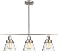🔆 contemporary kitchen island lighting in brushed nickel finish, linear chandelier with clear seeded glass, pendant light fixture with 3 lights for kitchen island and dining room логотип