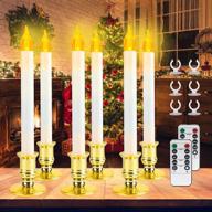 🕯️ deaunbr battery operated window candles for christmas decorations – 6 pack led lights with remote, timers, and holders for windows home party decor - white & gold логотип