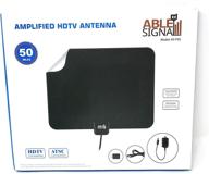 able signal 50 miles amplified indoor hdtv antenna: thin flat, reversible black & white for vhf uhf fm signals logo