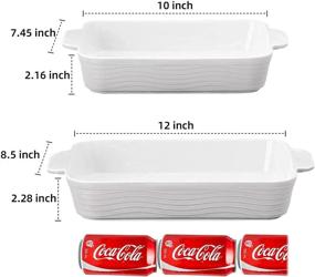 img 2 attached to 🍽️ JH JIEMEI HOME White Ceramic Bakeware Set - Oven-safe Baking Dishes for Cooking, Roasting, and Serving - Large Casseroles, Deep Baking Tray - Perfect for Parties and Family Banquets