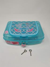 img 4 attached to 🧜 Mermaid Twins Hot Focus Art Box with Compartments, Pad Locks, and Keys – School Pencil Case Box for Girls. Includes Neon Gel Pen, Notepad, Stickers in Aqua, Blue, Silver, Red, Purple, and Pink (426 MM)