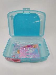 img 2 attached to 🧜 Mermaid Twins Hot Focus Art Box with Compartments, Pad Locks, and Keys – School Pencil Case Box for Girls. Includes Neon Gel Pen, Notepad, Stickers in Aqua, Blue, Silver, Red, Purple, and Pink (426 MM)