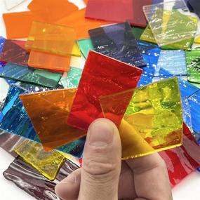 img 1 attached to 🌈 Unicoshape Transparent Cathedral Stained Glass Pieces Sheets - Ideal for Artwork and Crafts Art Projects - 35.28oz Value Pack