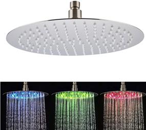 img 4 attached to 🚿 Fyeer 12-Inch LED Rain Shower Head: Stainless Steel, High Pressure Ultra Thin Design - Adjustable Ceiling Mount with Silicone Nozzles, Polished Chrome Finish