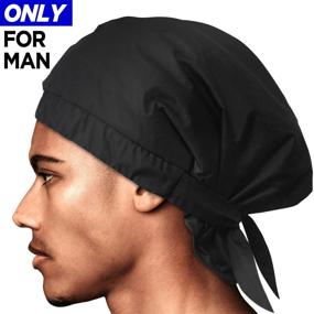 img 3 attached to 🧢 HAVHAF Dapper Men Shower Cap for Men (Matte Black, XL) - Reusable Waterproof Extra Large Cap for Braids, Long Hair, and Men, Perfect Gift for Man