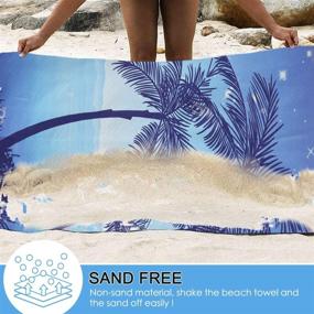 img 2 attached to 🌴 Coconut Tree Microfiber Beach Towel - Oversized, Quick Dry (69"x 30") - Sand Proof, Absorbent, Compact - Ideal for Swimming, Sports, Beach, Gym - Lightweight Beach Blanket