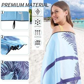 img 3 attached to 🌴 Coconut Tree Microfiber Beach Towel - Oversized, Quick Dry (69"x 30") - Sand Proof, Absorbent, Compact - Ideal for Swimming, Sports, Beach, Gym - Lightweight Beach Blanket