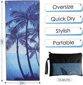 img 1 attached to 🌴 Coconut Tree Microfiber Beach Towel - Oversized, Quick Dry (69"x 30") - Sand Proof, Absorbent, Compact - Ideal for Swimming, Sports, Beach, Gym - Lightweight Beach Blanket